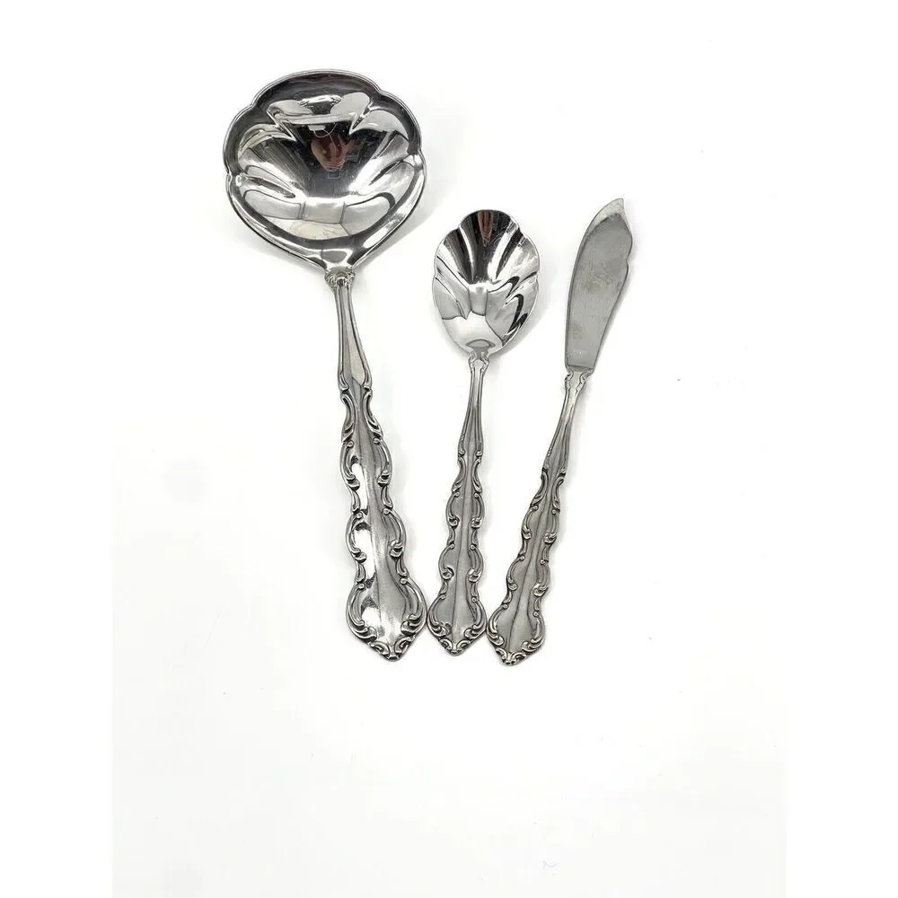 Oneida Deluxe MOZART Serving Set Of 3 Sugar Spoon Ladle Master Butter Knife